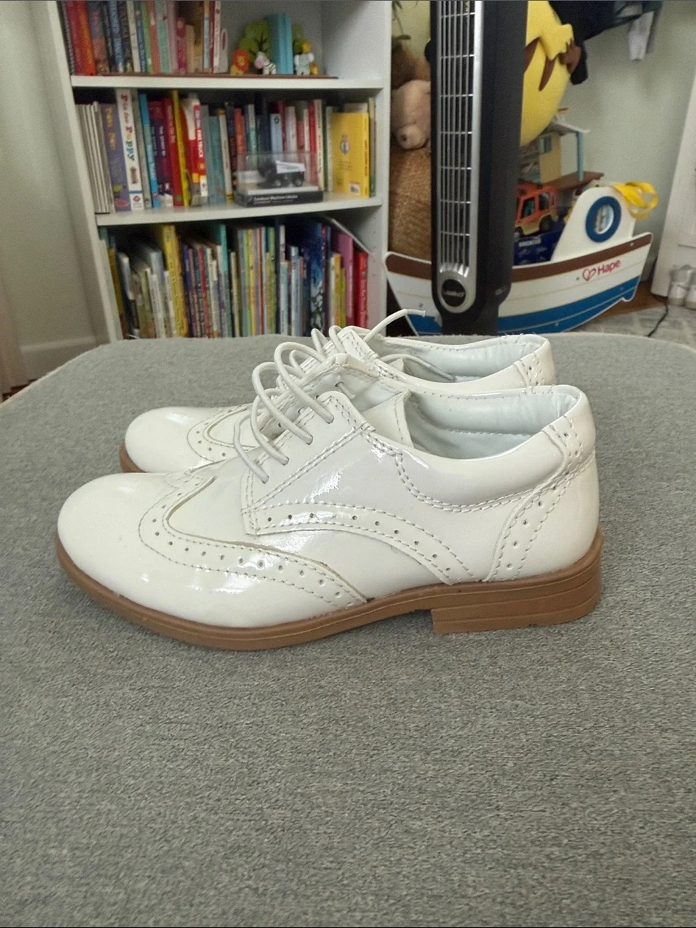 Classic White Boy’s Wingtip Oxfords with Gum Sole